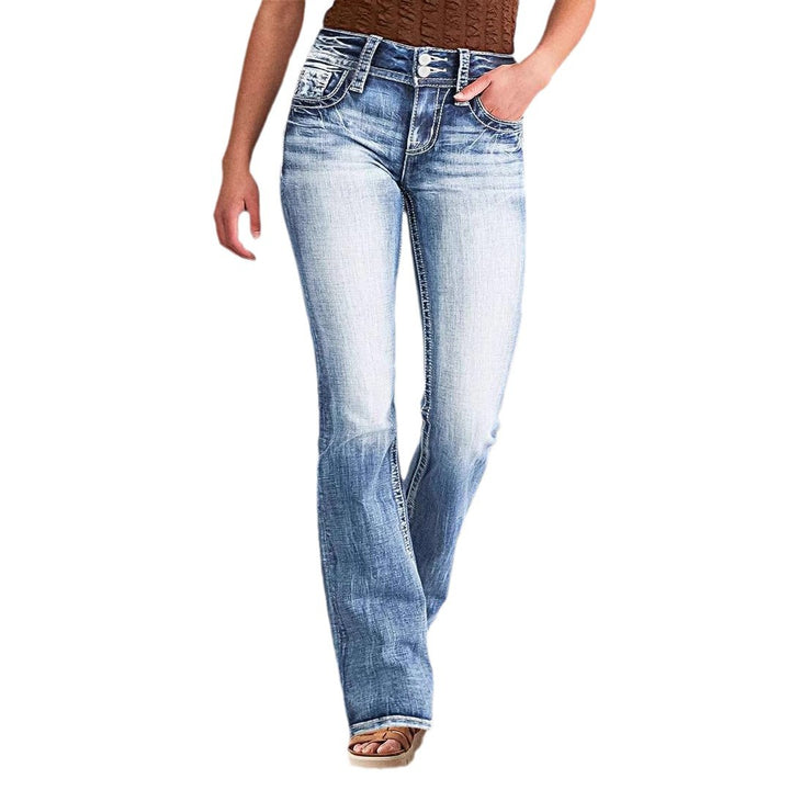Women's Flared Jeans with High Waist and Casual Cut Lisslune