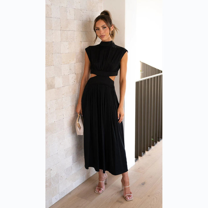 Ladies max dress with creative cut and fitted design