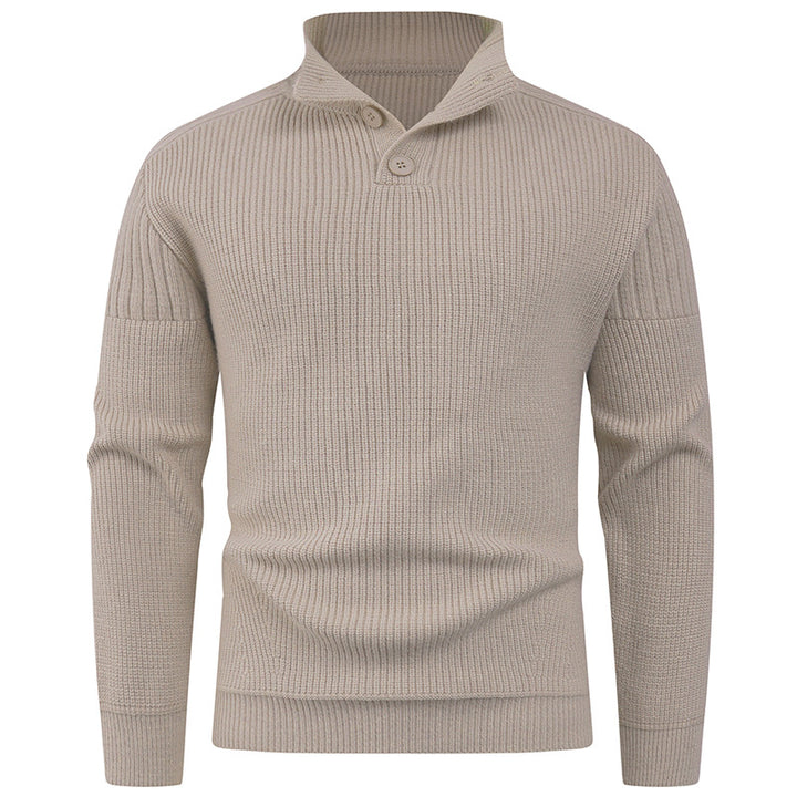 Men's knit sweater with high collar and button details Lisslune