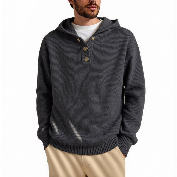 Men's hooded sweater with textured cable pattern Lisslune