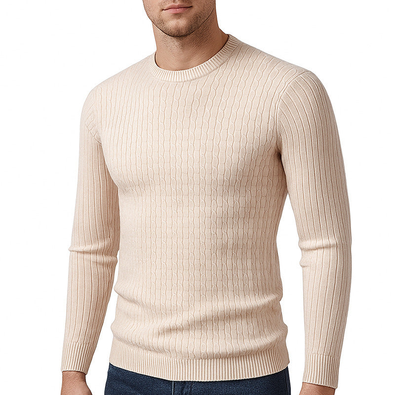 Men's fine knit pullover with textured cable pattern Lisslune