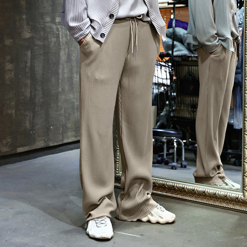 Men's casual pants in a relaxed striped look with an elastic waistband and side pockets Lisslune