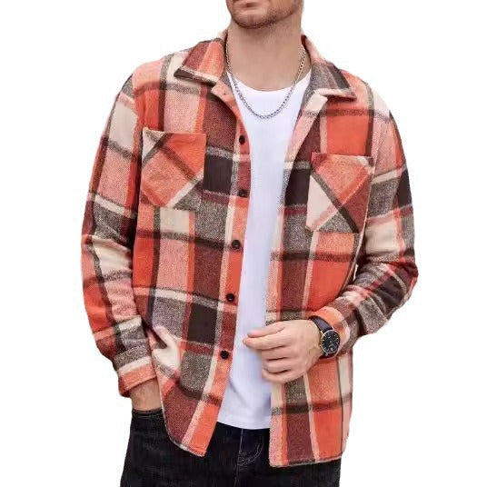Men's casual checkered pattern shirt jacket Lisslune