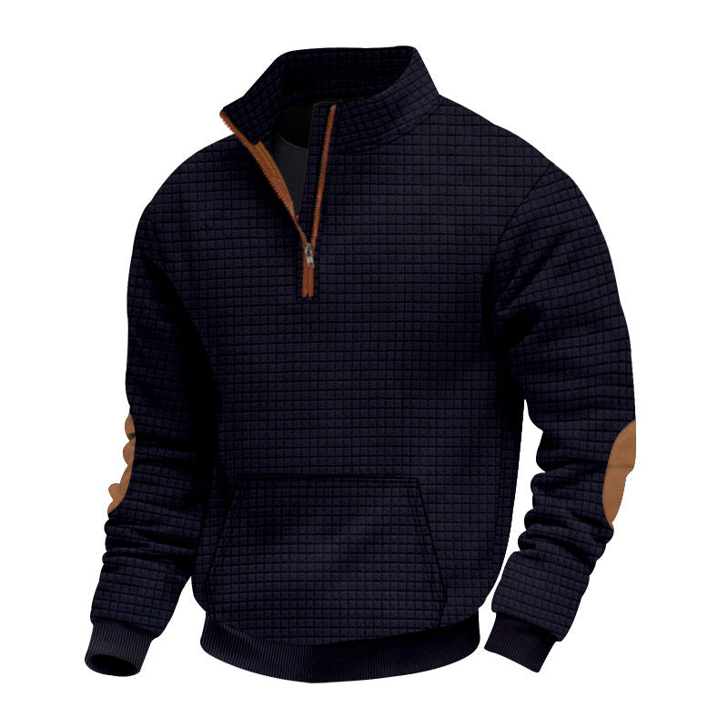 Men's structured fleece pullover with stylish stand-up collar Lisslune
