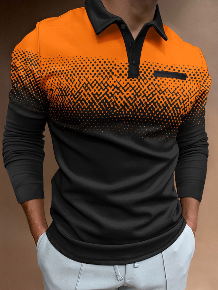 Men's polo shirt with modern gradient and stylish contrast details Lisslune