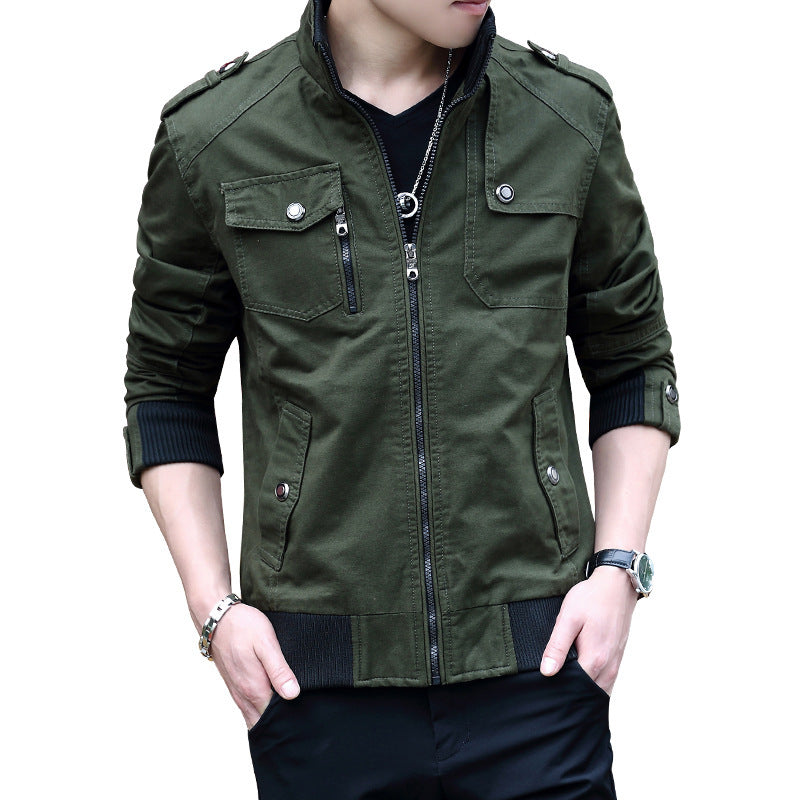 Men's stylish casual jacket with practical pockets and stand collar Lisslune