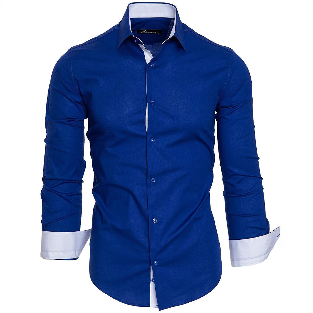 Men's long-sleeve shirt with elegant contrast finishing and modern slim-fit cut Lisslune
