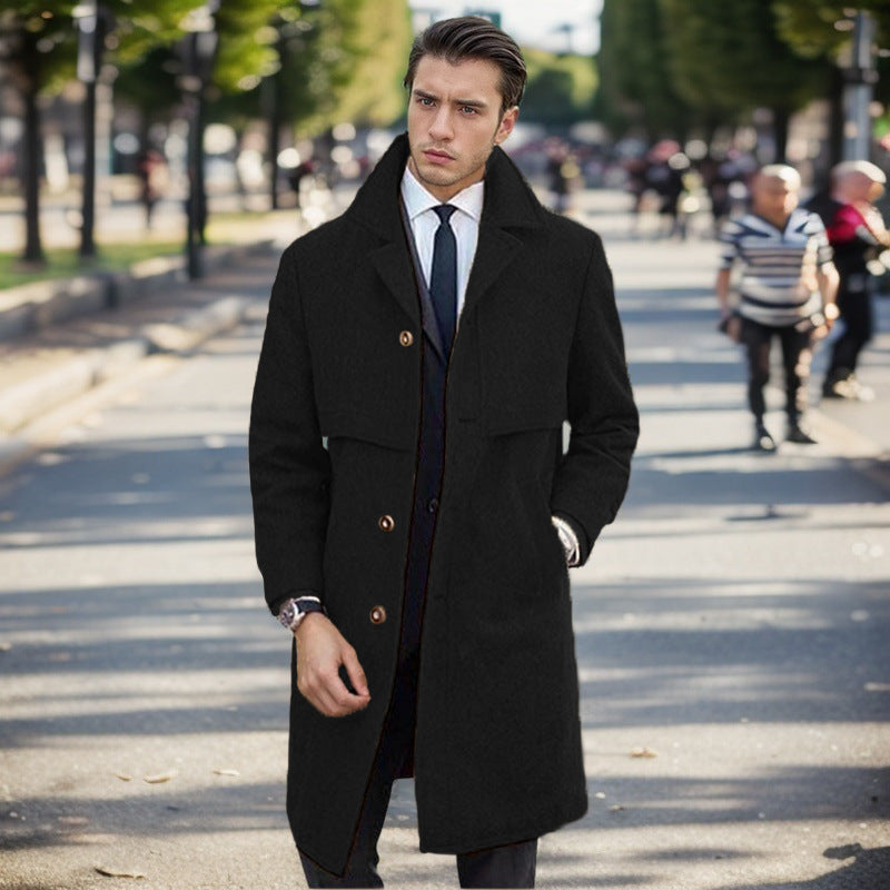 Men's elegant wool coat with double-breasted button placket and modern design Lisslune