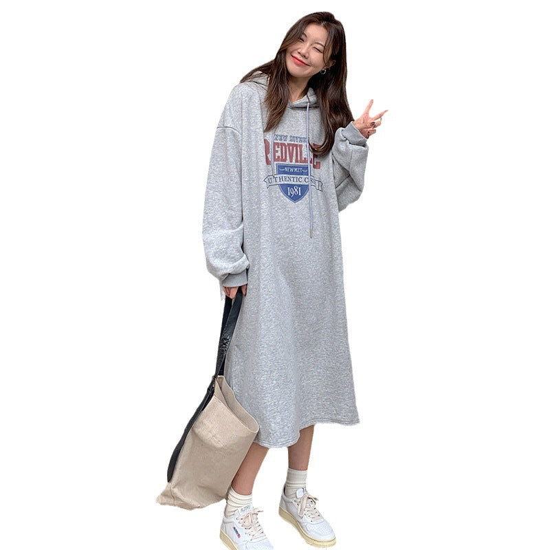 Women's hoodie dress with casual cut and stylish graphic print Lisslune