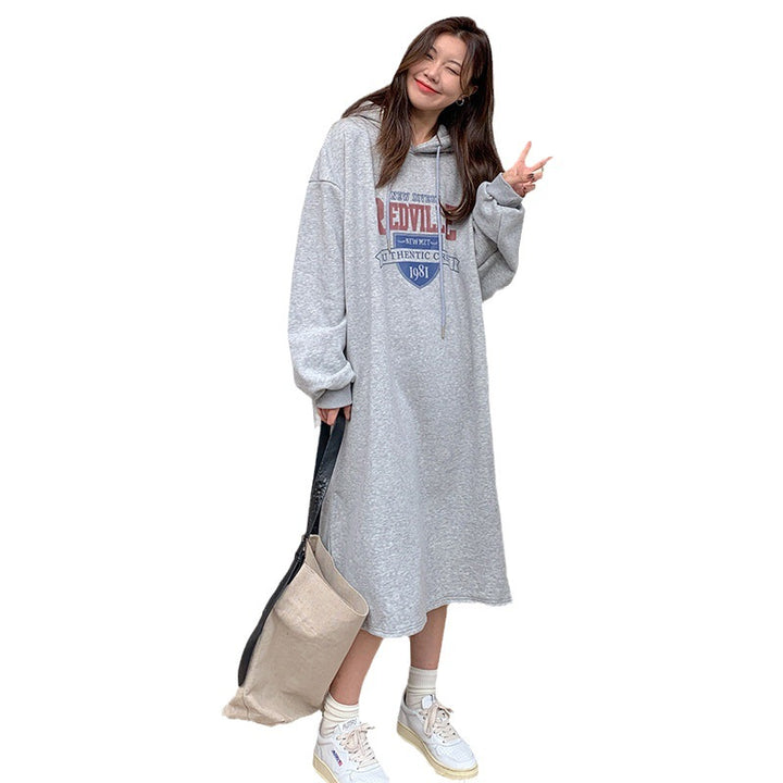 Women's hoodie dress with casual cut and stylish graphic print Lisslune