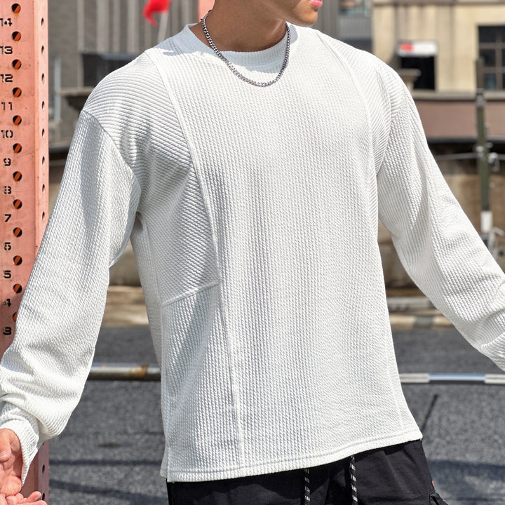 Men's casual sweatshirt made of textured fabric with practical pockets Lisslune