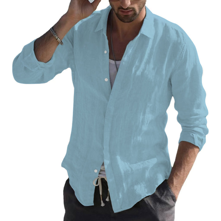 Men's casual linen shirt with a casual cut and breathable texture Lisslune