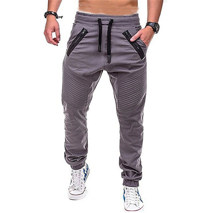 Men's fashionable jogging pants with zipper and elastic waistband Lisslune