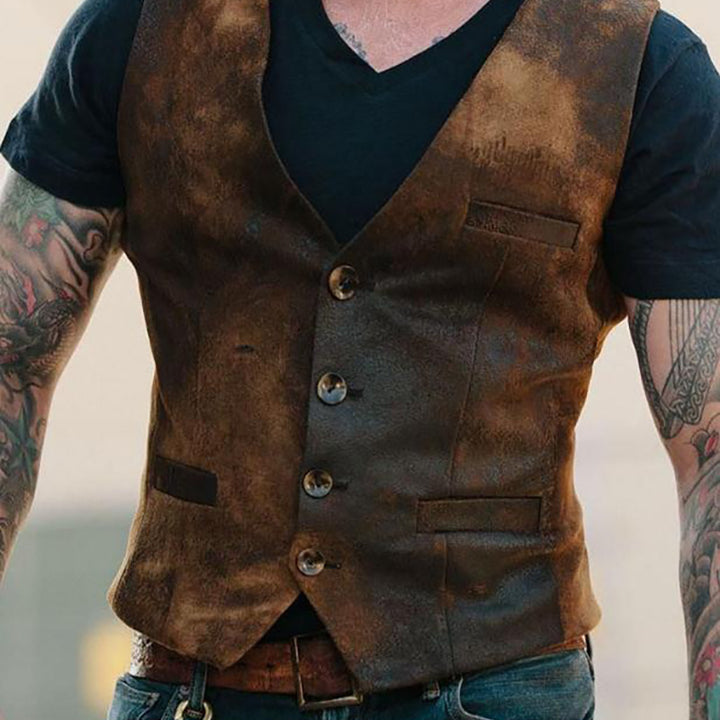 Men's Fashion Vest with Leather Straps by Lisslune