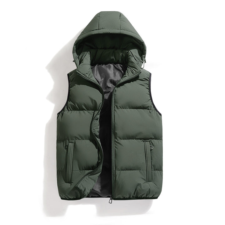 Men's quilted down vest with detachable hood and practical pockets Lisslune