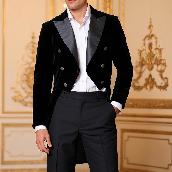 Men's shimmering velvet blazer with satin collar section Lisslune
