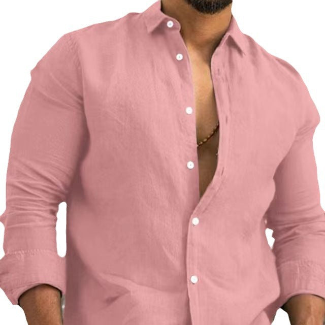 Men's Elegant Linen Shirt with Fashionable Collar Lisslune