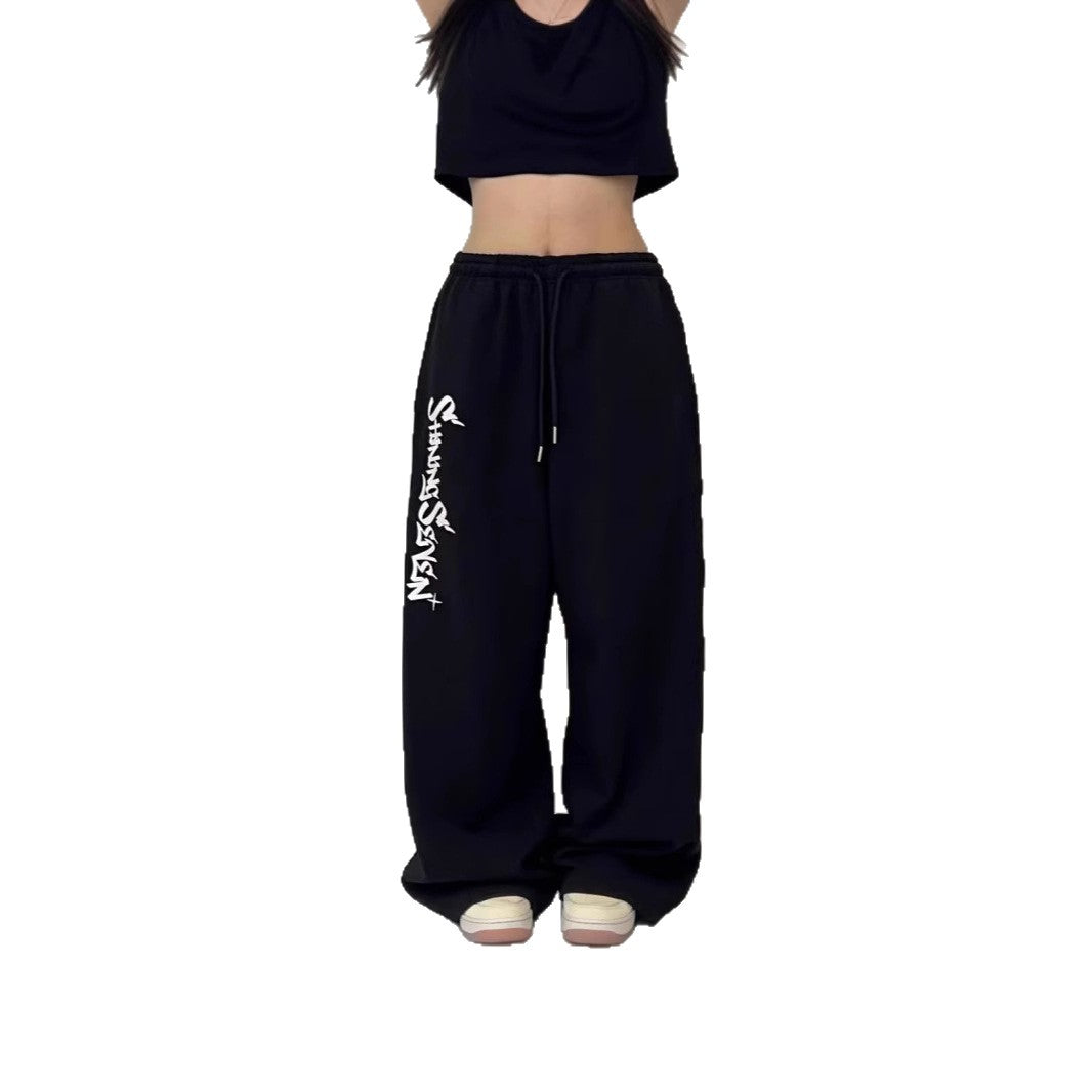 Women's casual jogging pants with a wide cut and sport graphic Lisslune