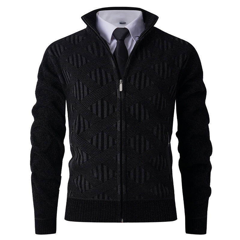 Men's cardigan with textured pattern and high collar Lisslune