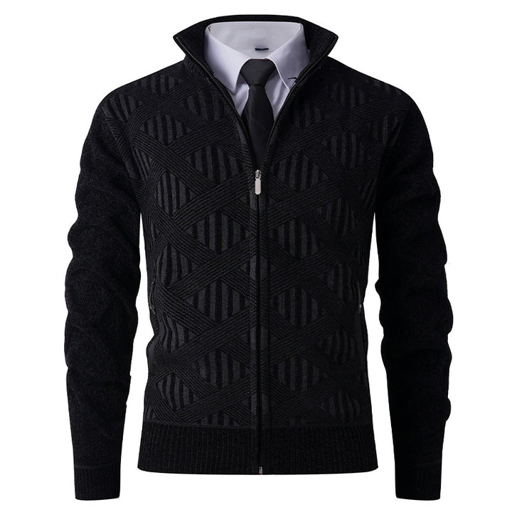 Men's cardigan with textured pattern and high collar Lisslune