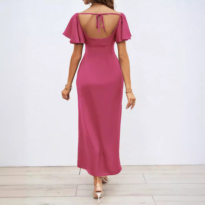 Ladies Elegant Off-Shoulder Maxi Dress with Elastic Skirt and Ruffle Details Lisslune