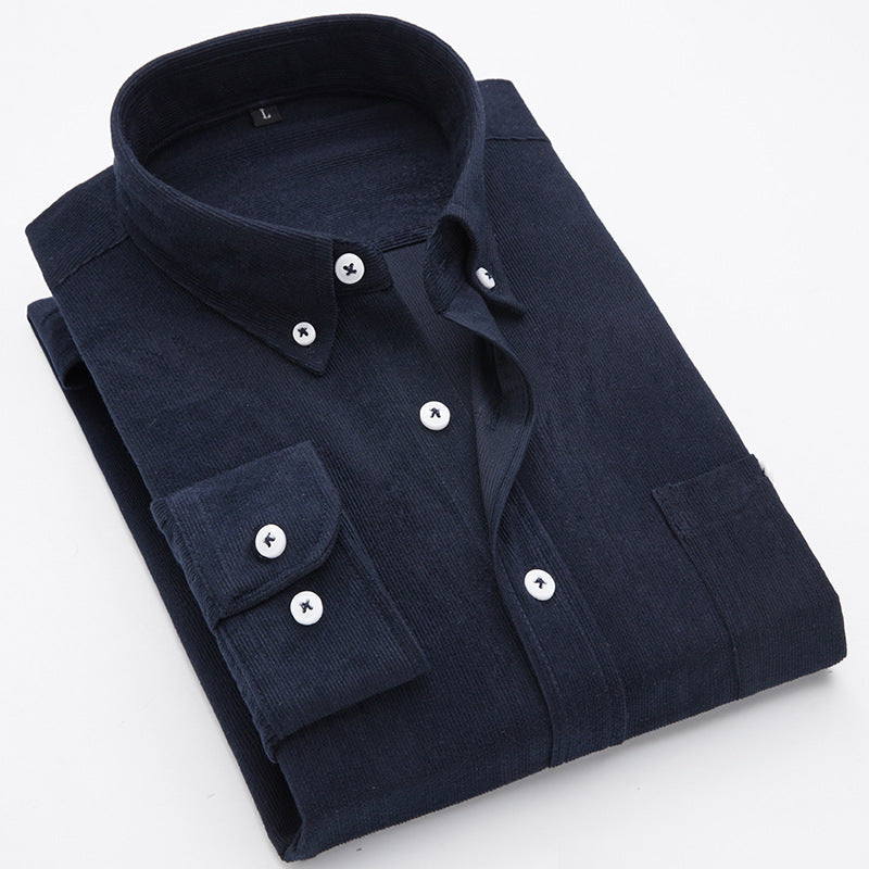 Men's cord shirts with button-down collar and patch chest pocket Lisslune