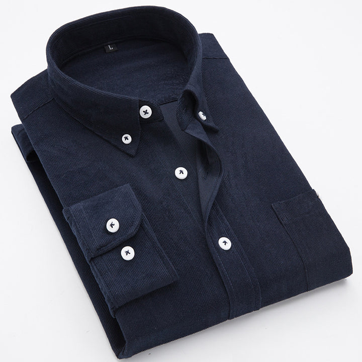 Men's cord shirts with button-down collar and patch chest pocket Lisslune