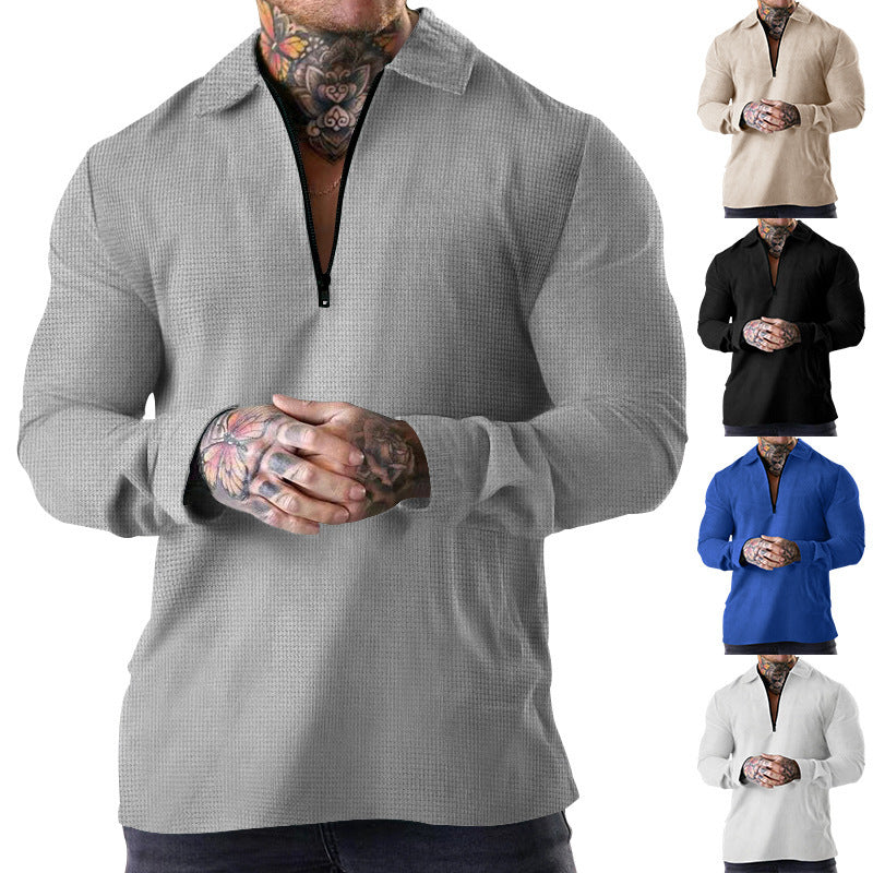 Men's long-sleeve shirt with practical zipper and textured design Lisslune