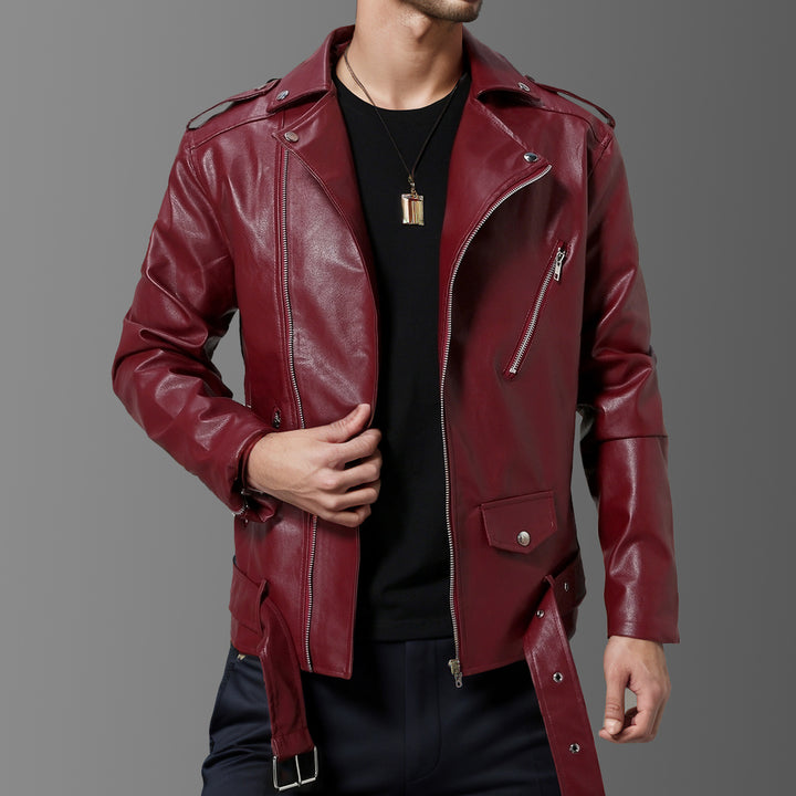 Men's stylish biker jacket made of high-quality real leather Lisslune