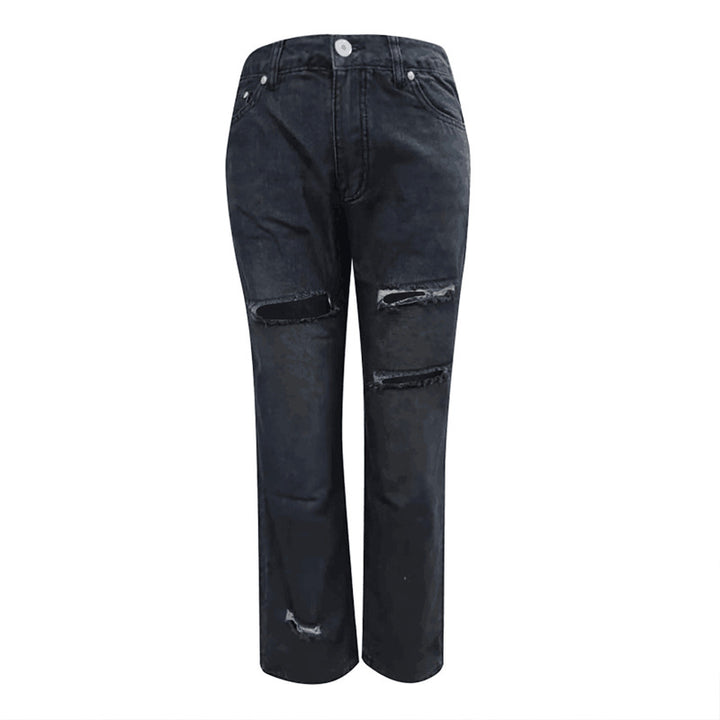 Women's fashionable destroyed jeans in a casual cut with high pockets and unique details Lisslune
