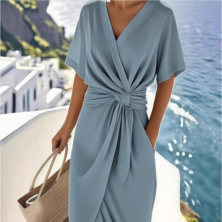 Ladies wrap dress with elegant draping and side slit Lisslune