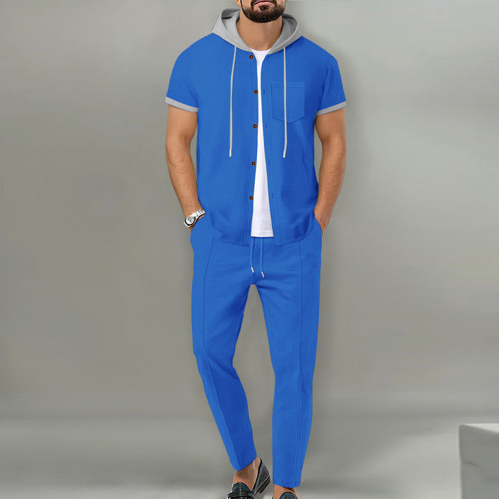 Men's Casual Shirt and Pants Set with Innovative Hooded Design Lisslune