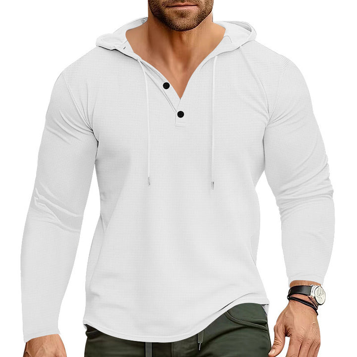 Men's stylish hoodie shirt with textured design and fashionable button details Lisslune