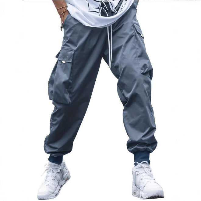 Men's casual utility pants with practical pockets and elastic hem Lisslune