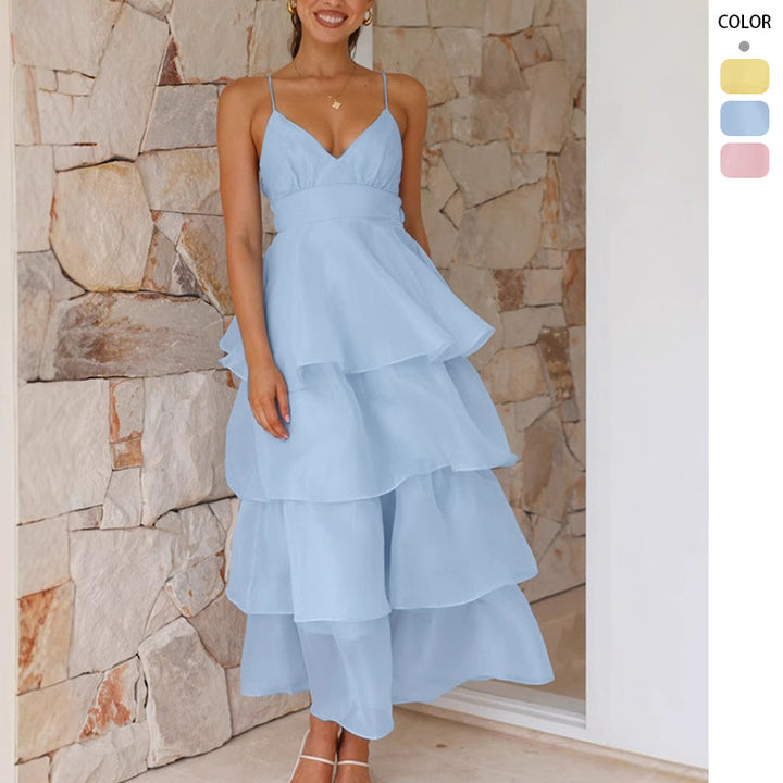Ladies airy maxi dress with layers and spaghetti straps Lisslune