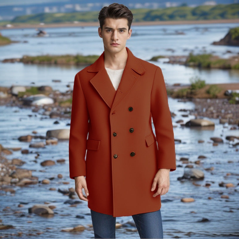 Men's elegant double-breasted wool coat Lisslune