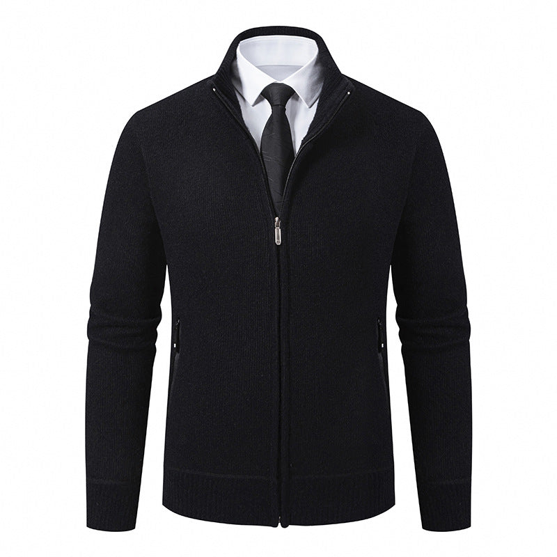 Men's cardigan with high collar and modern zip pockets Lisslune