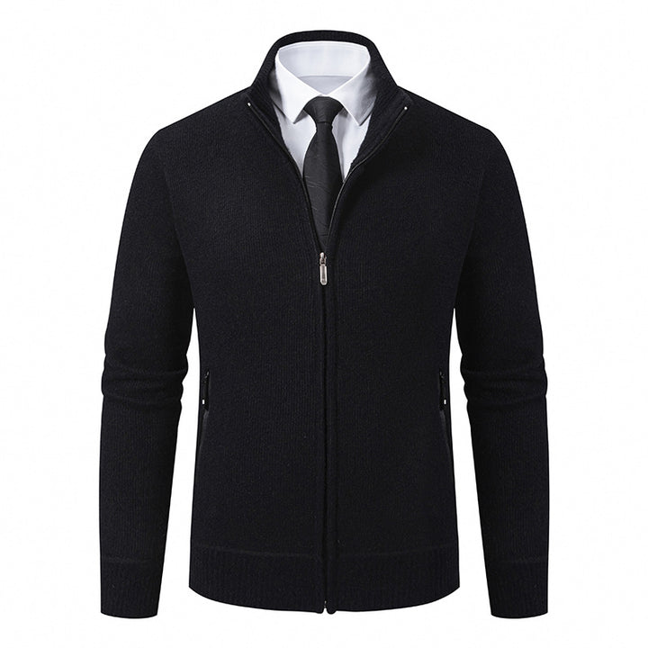 Men's cardigan with high collar and modern zip pockets Lisslune