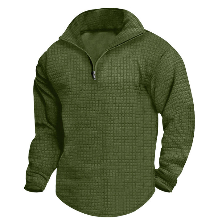 Men's heat-insulated pullover with semi-high collar and textured surface Lisslune