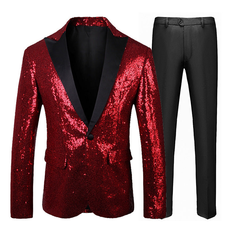 Men's Glittering Tuxedo Set with Elegant Cut Lisslune