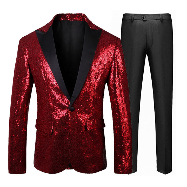 Men's Glittering Tuxedo Set with Elegant Cut Lisslune