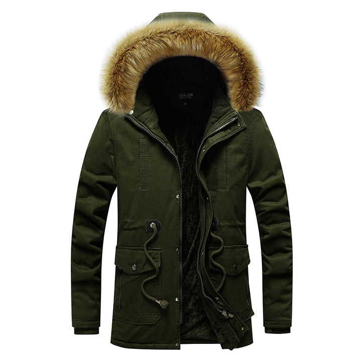 Men's Parka with Detachable Hood and Warm Fleece Lining Lisslune