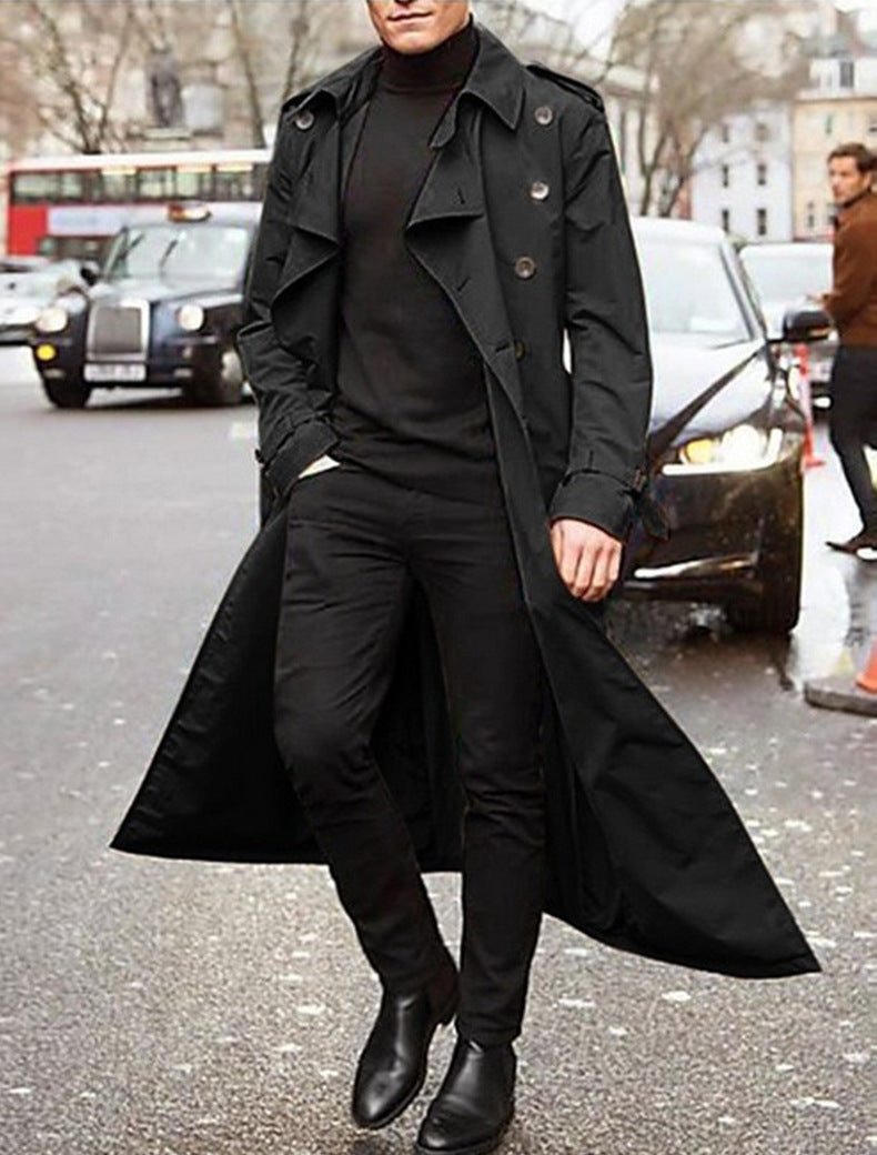 Men's trench coat with double-layed lapels and fashionable button details Lisslune