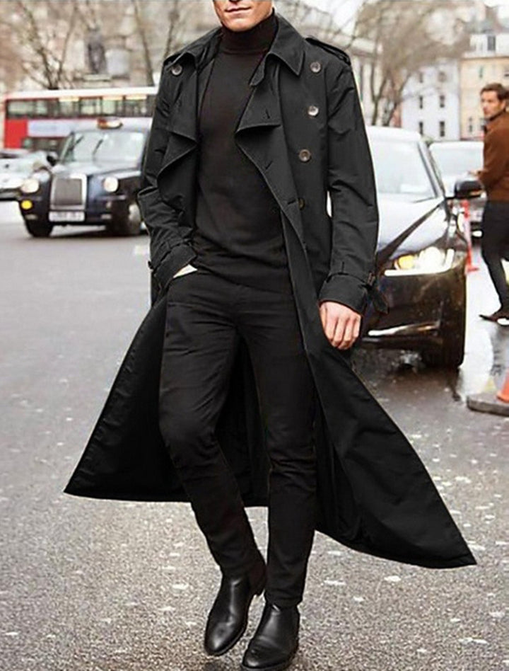 Men's trench coat with double-layed lapels and fashionable button details Lisslune