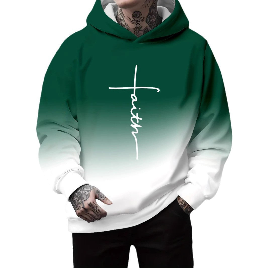 Men's hoodie with subtle gradient look and inspiring lettering Lisslune