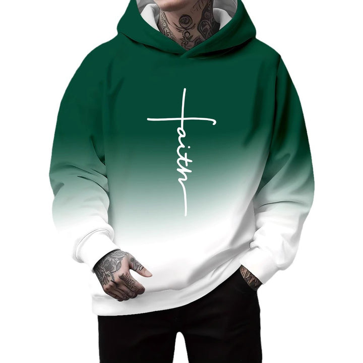 Men's hoodie with subtle gradient look and inspiring lettering Lisslune
