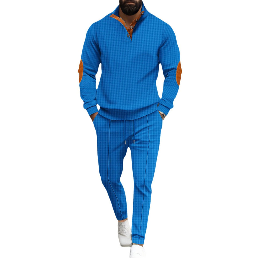 Men's sporty leisure sweater and jogger set with textured look Lisslune