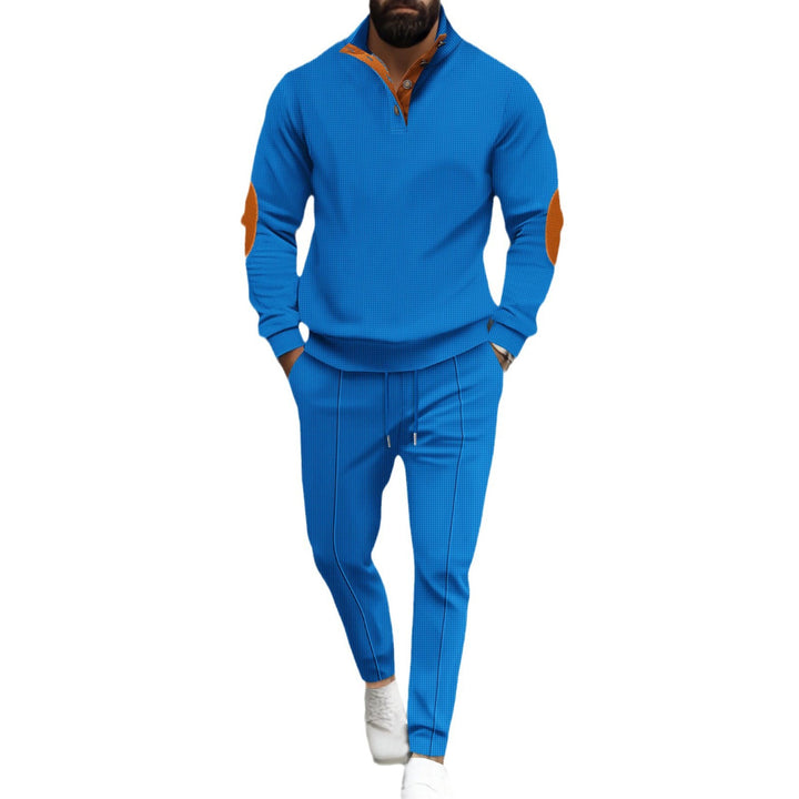 Men's sporty leisure sweater and jogger set with textured look Lisslune