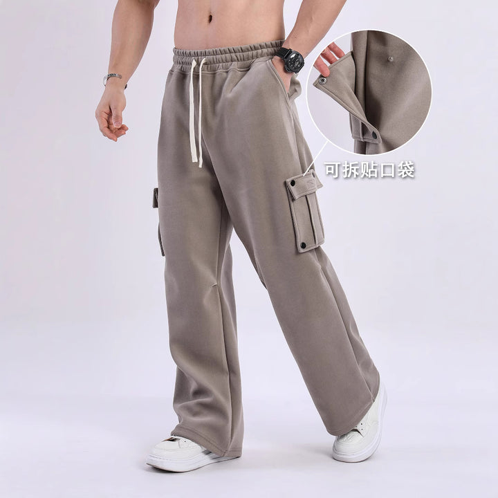 Men's Cargo Jogging Pants with Side Pockets and Elastic Waistband Lisslune