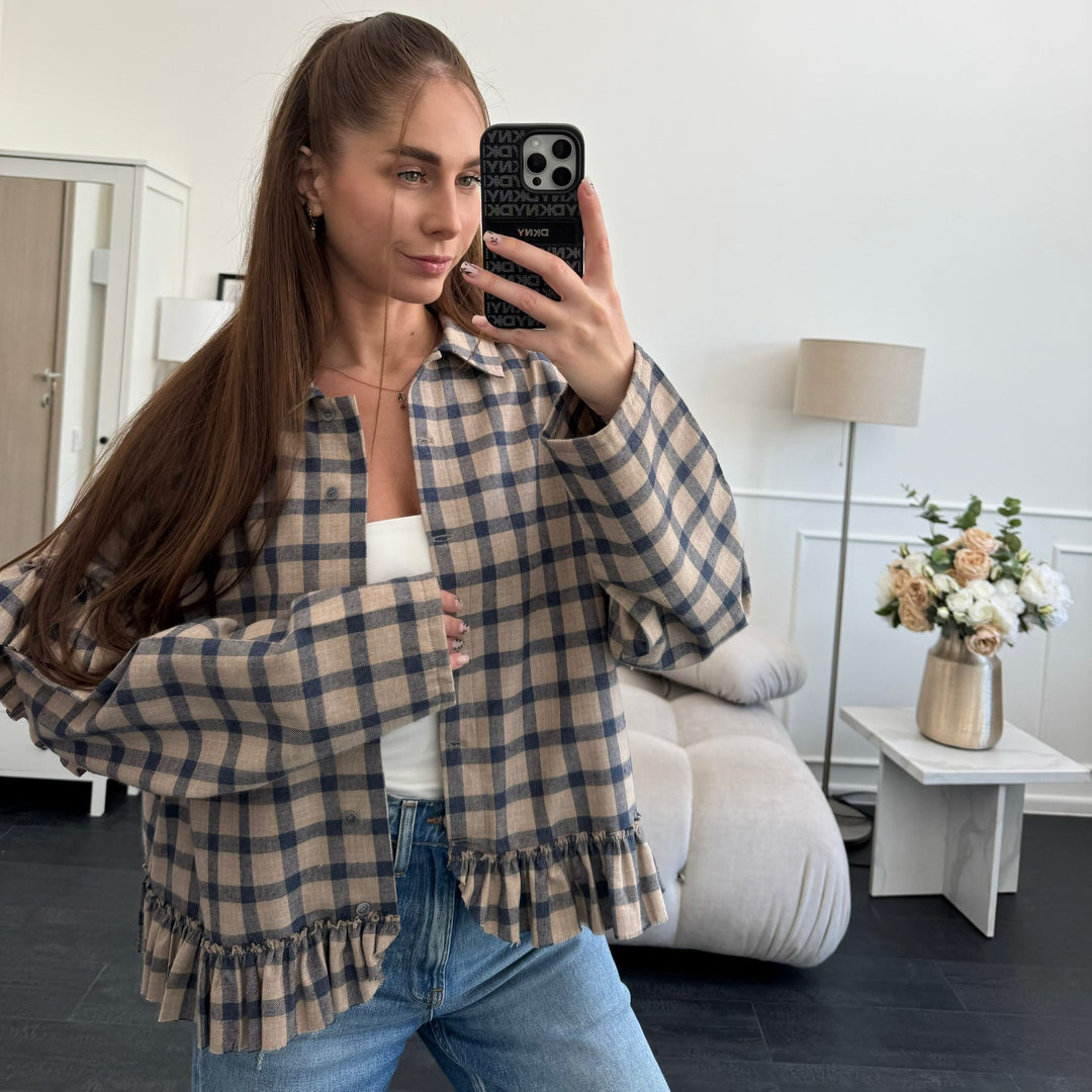 Women's checked shirt with ruffle details Lisslune